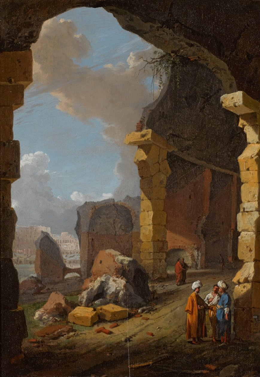 Römische Ruinen mit turbantragenden Figuren von Bartholomeus Breenbergh