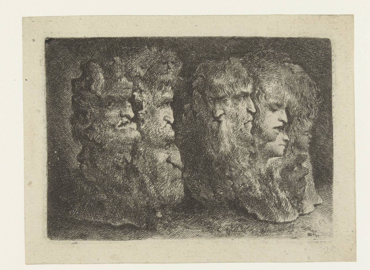 Verschiedene Köpfe von Männern, Tieren und Maskarons von Bartholomeus Breenbergh