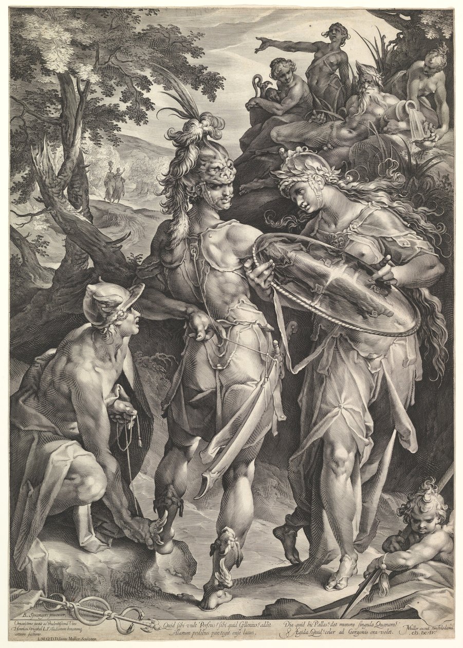 Minerva und Merkur bewaffnen Perseus, 1604 von Bartholomeus Spranger