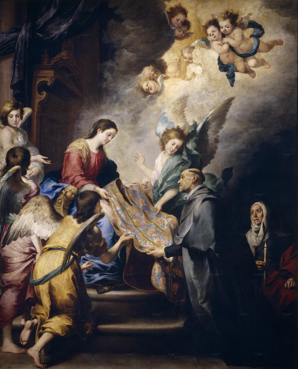 Die Herabkunft der Jungfrau, um die Schriften des heiligen Ildefonso zu belohnen von Bartolomé Esteban Murillo