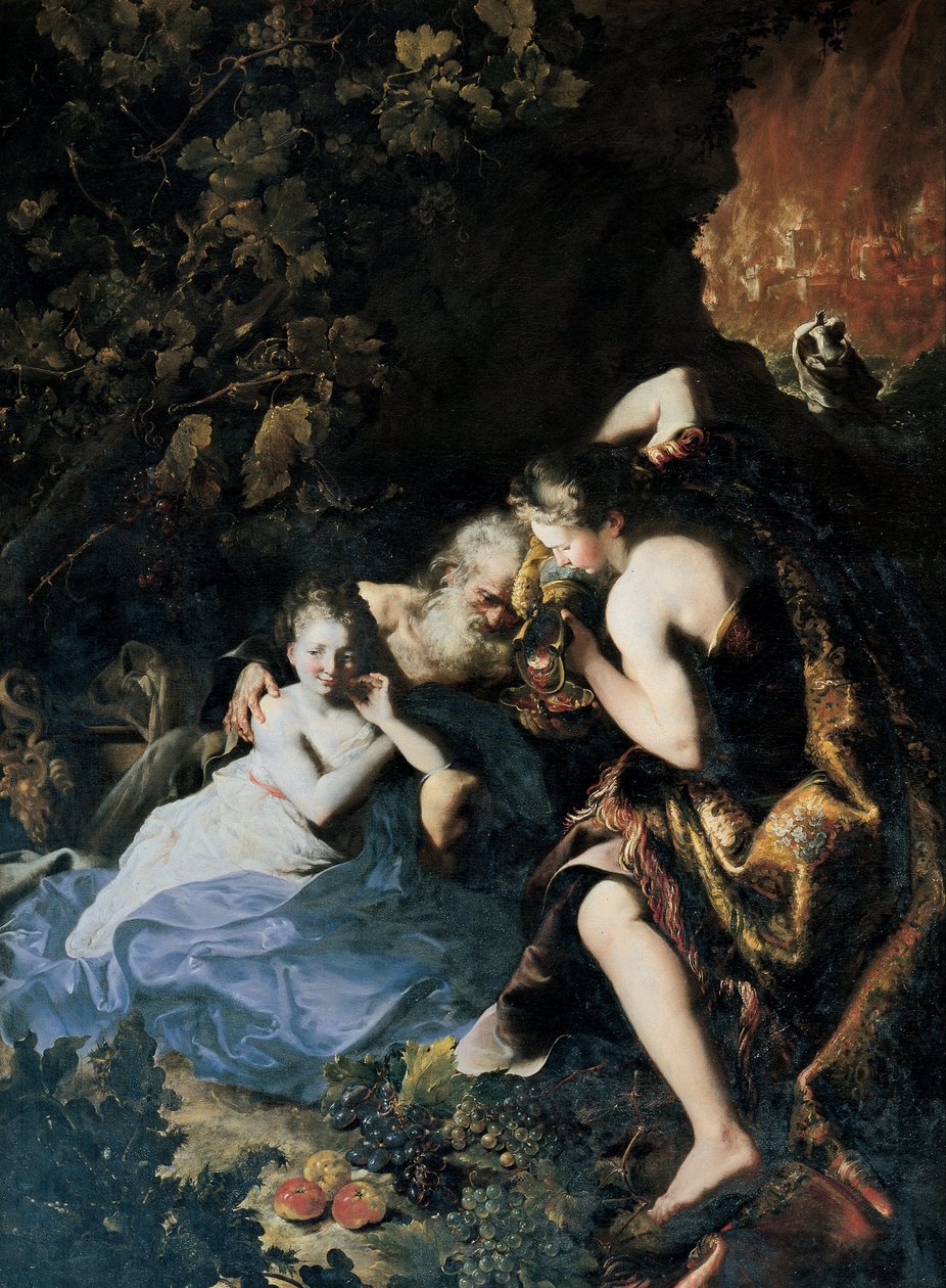 Lot betrunken mit seinen Töchtern von Bartolomeo Guidobono