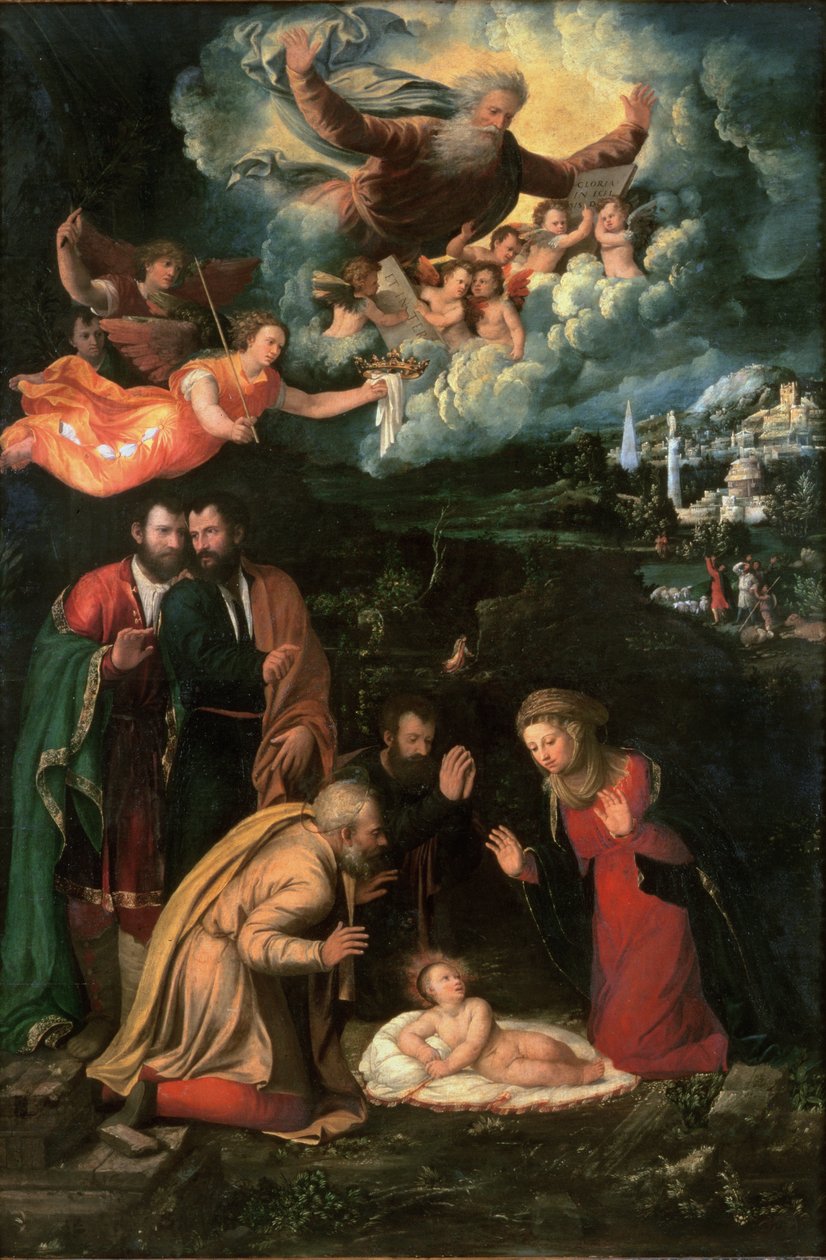 Geburt Christi mit Gott dem Vater von Battista Dossi