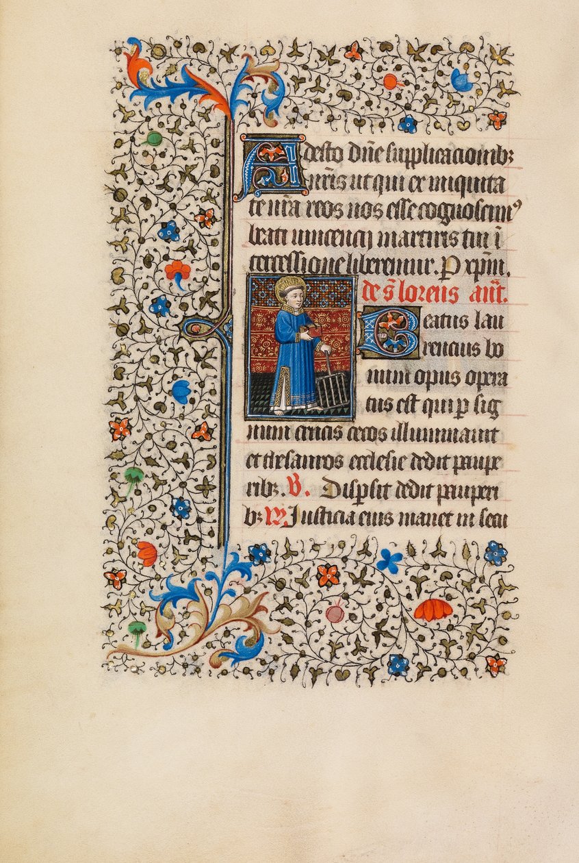 Heiliger Laurentius mit einem Rost von Bedford Master