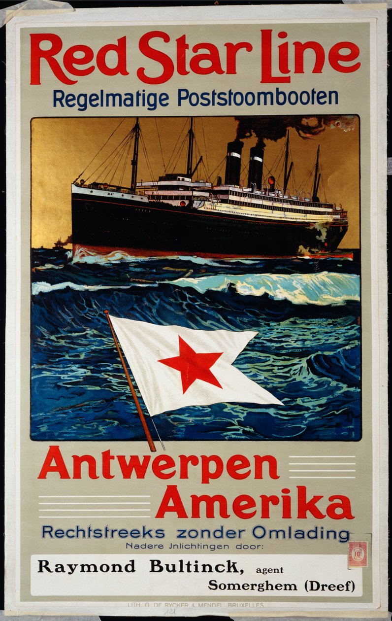 Red Star Line, Antwerpen Amerika, ca. 1899 von Belgian School