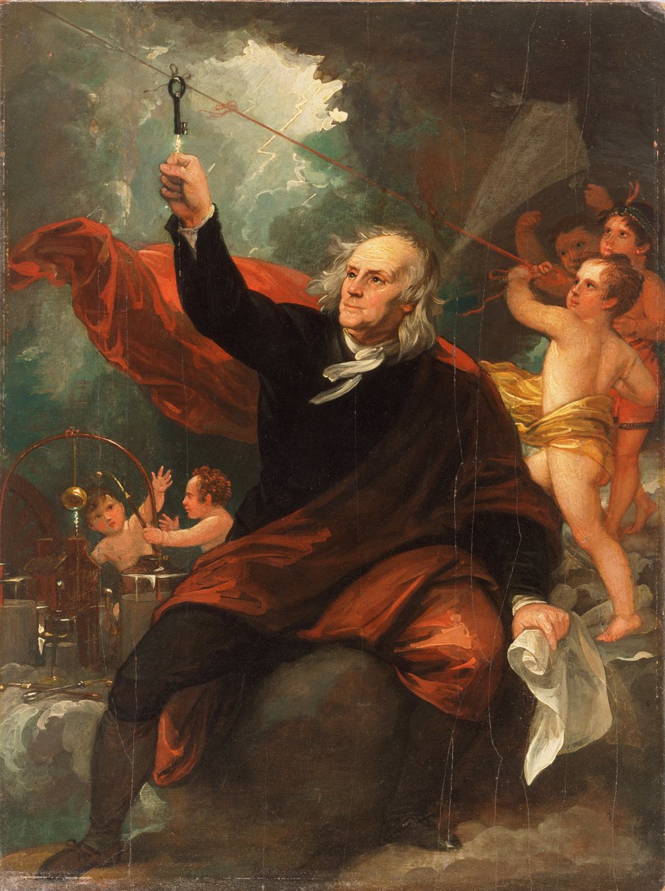 Benjamin Franklin zieht Elektrizität aus dem Himmel von Benjamin West