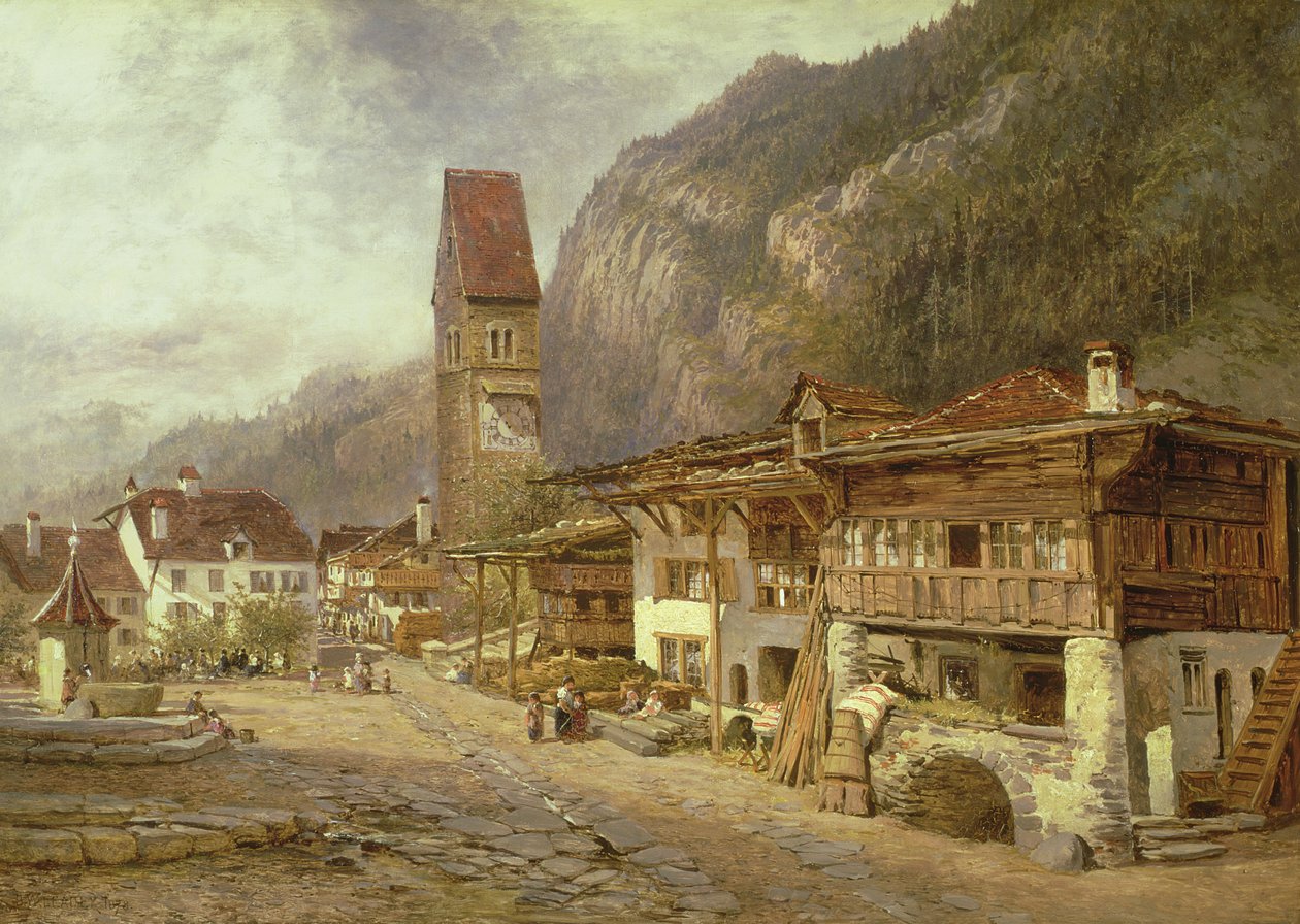 Unterseen, Interlaken: Herbst in der Schweiz, 1878 von Benjamin Williams Leader