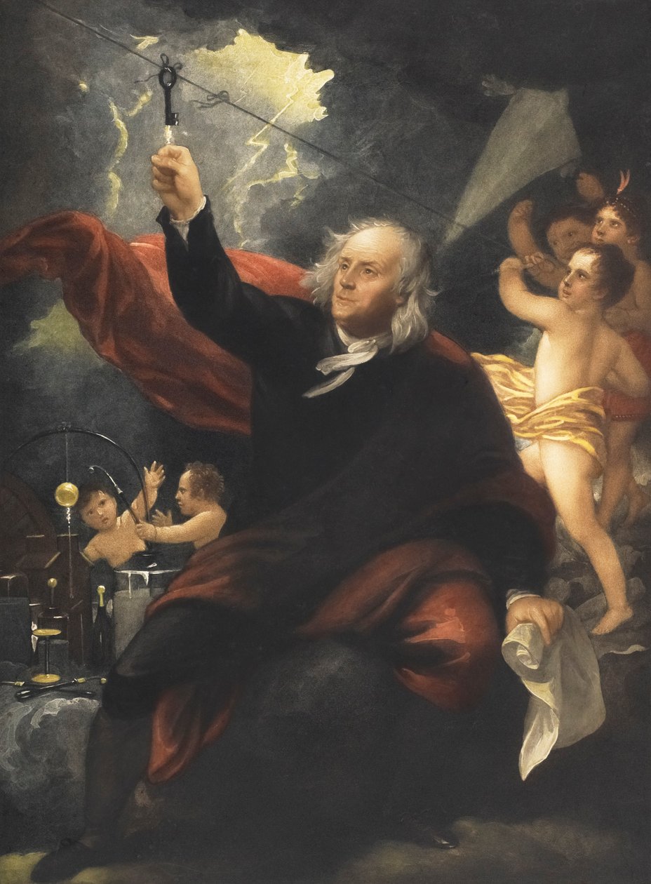 Benjamin Franklin Drachenexperiment von Benjamin (after) West