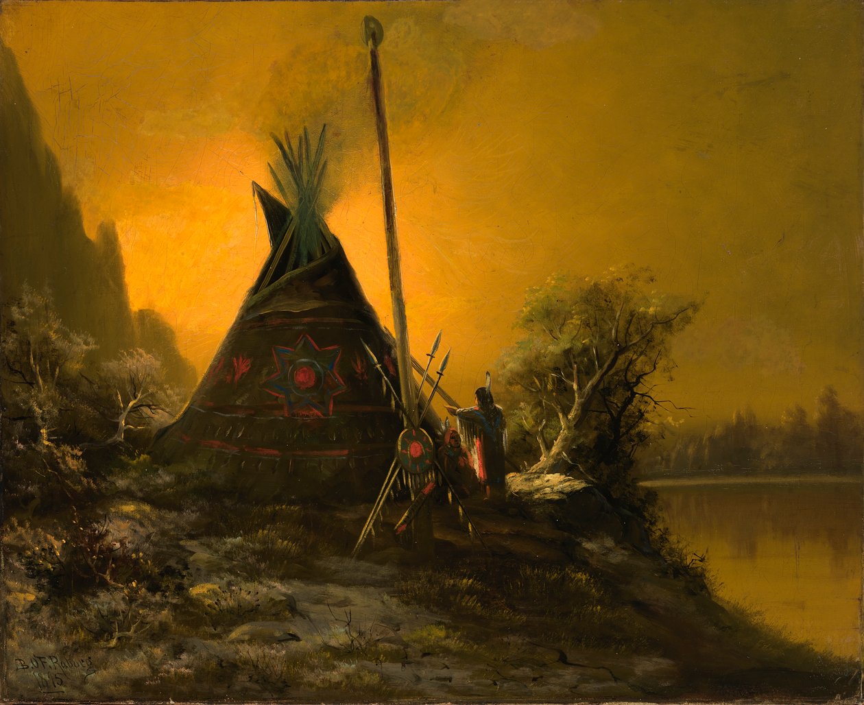Nachtszene eines Indianer-Tipis, 1895 von Benjamin Raborg