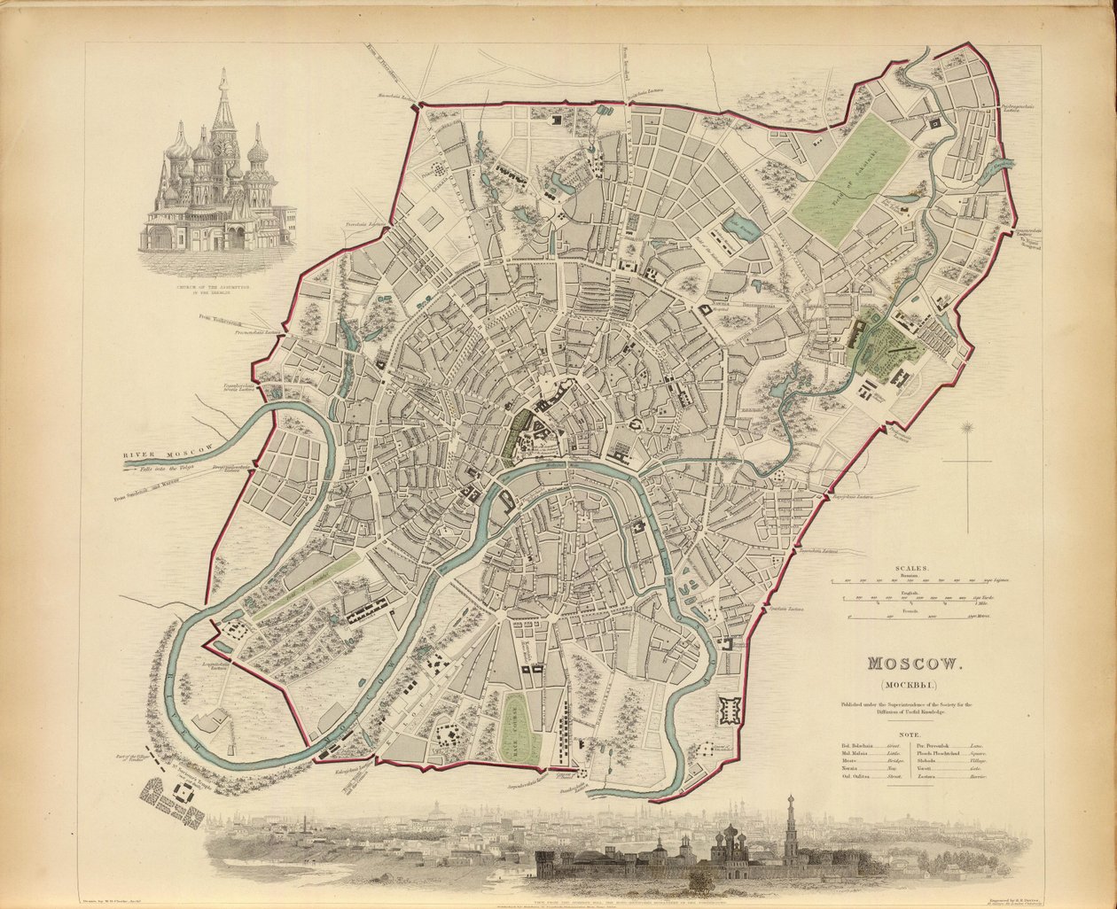 Plan von Moskau, 1836 von Benjamin Rees Davies