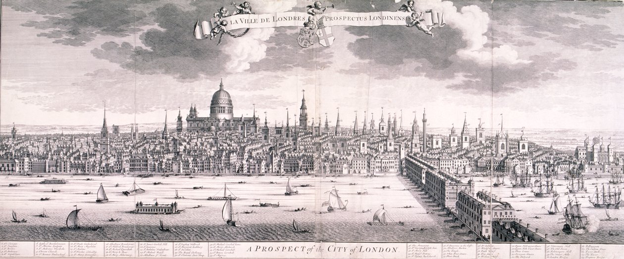 Panoramablick auf London, 1710 von Benjamin Smith