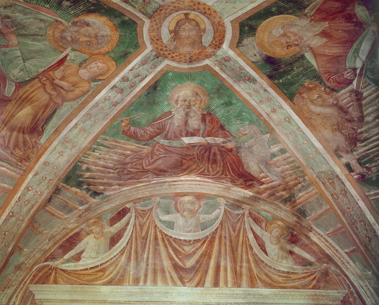 Gott der Vater am Eckstein, Christus segnet, an der Decke, Gott der Vater segnet von Benozzo di Lese di Sandro Gozzoli