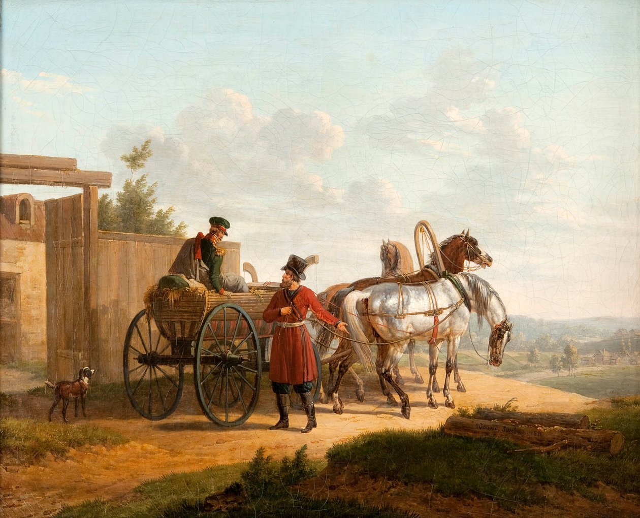 Eingang eines Bauernhofs in Russland von Bernard Edouard Swebach