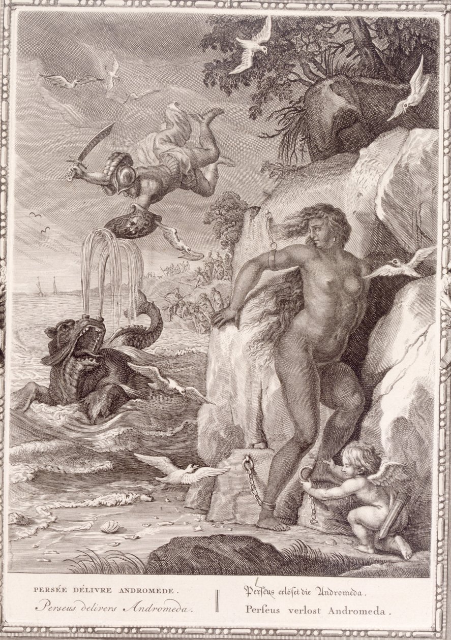 Perseus befreit Andromeda vom Seeungeheuer, 1731 von Bernard Picart
