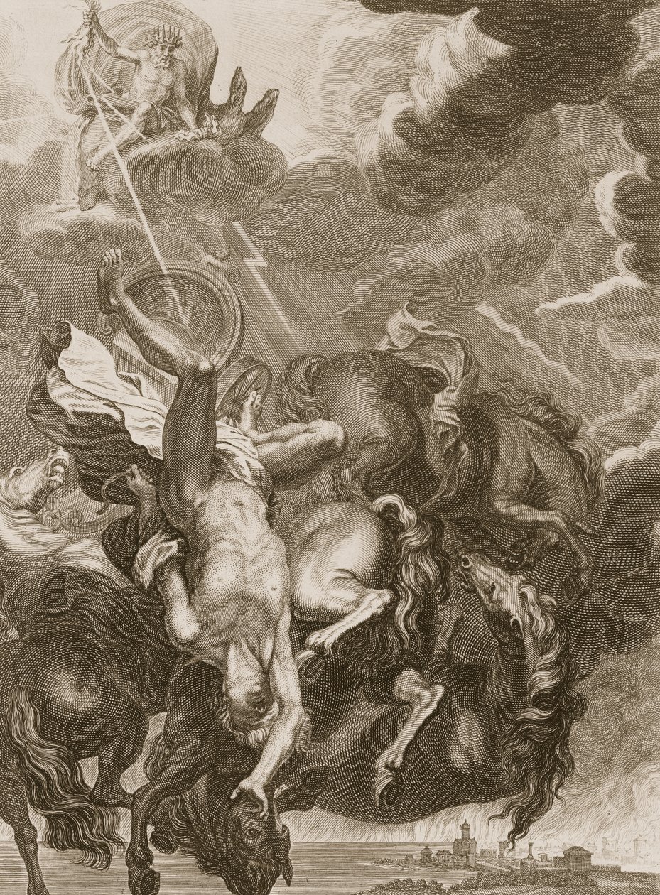 Phaeton von Jupiters Blitz getroffen, 1731 von Bernard Picart