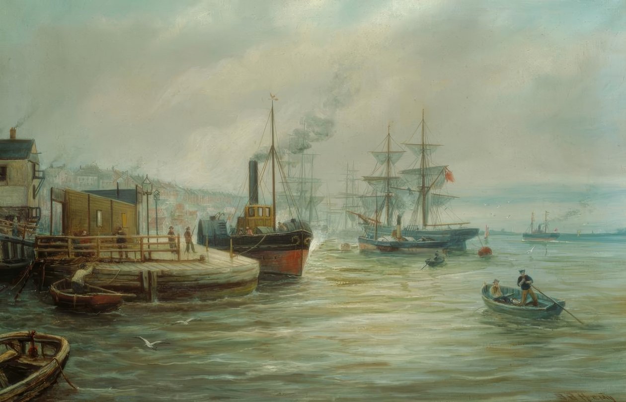 Ein Raddampfer und andere Schiffe von Bernard Benedict Hemy