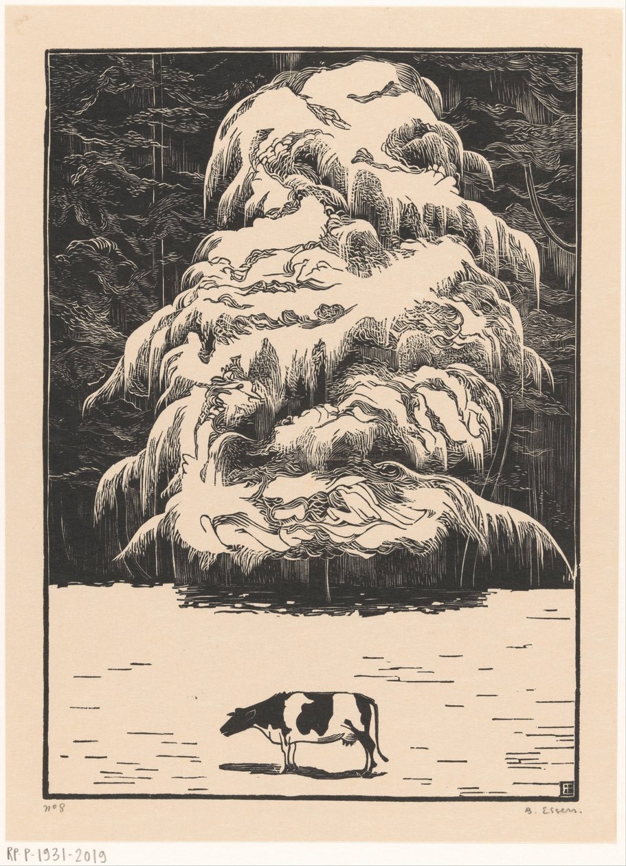 Kuh bei einer Lärche von Bernard Essers (signed by artist)