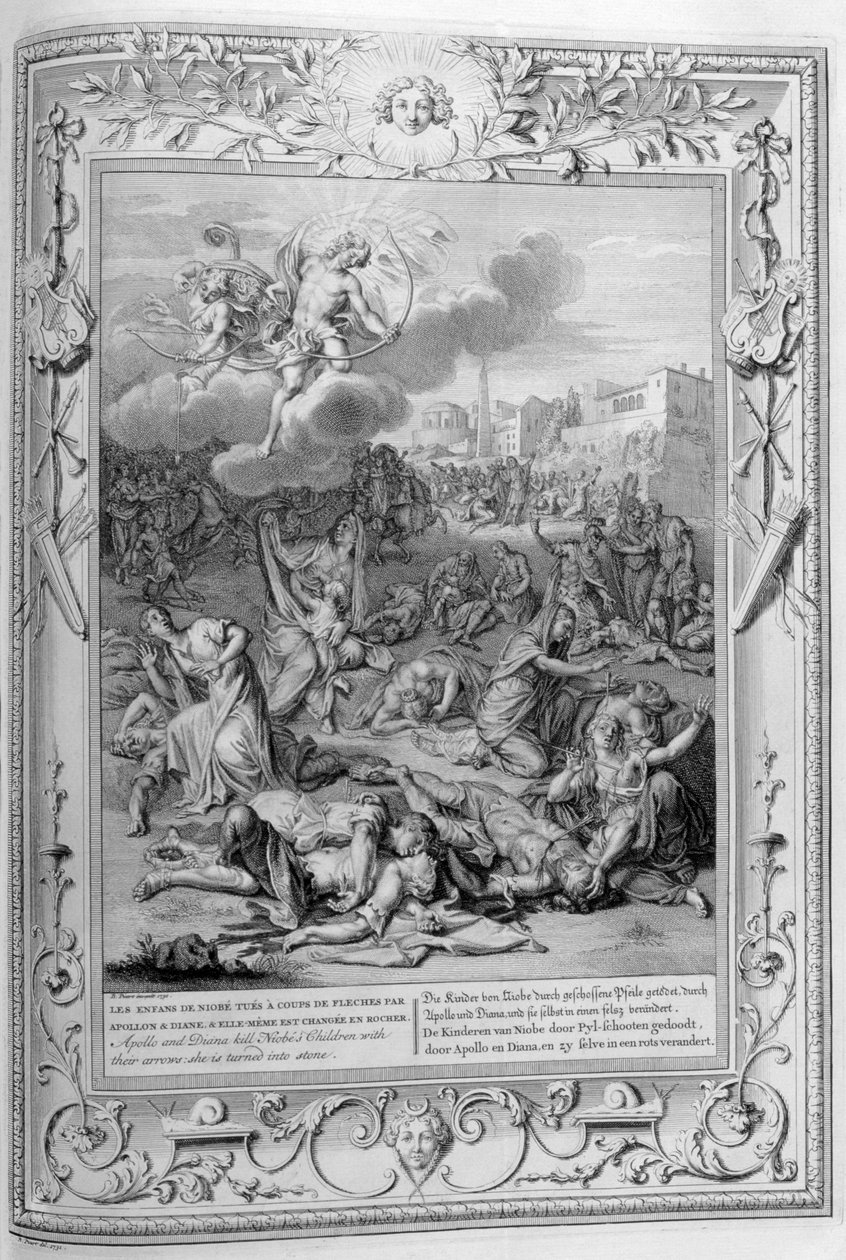 Niobe und ihre getöteten Kinder (Gravur) von Bernard Picart