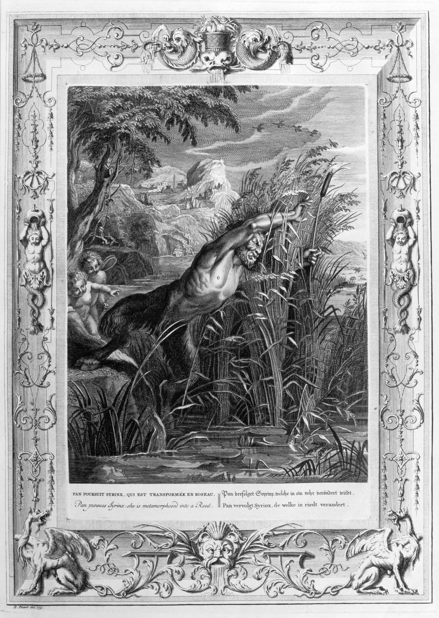 Pan jagt Syrinx (Gravur) von Bernard Picart