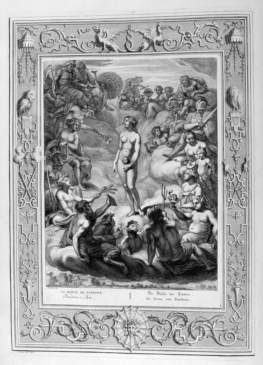 Pandoras Büchse, 1733 von Bernard Picart