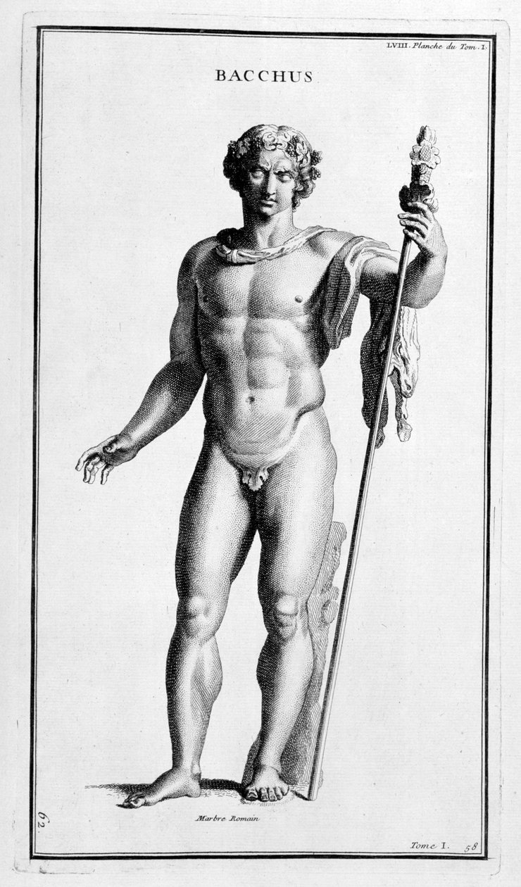 Bacchus, nach einer römischen Statue von Bernard de Montfaucon