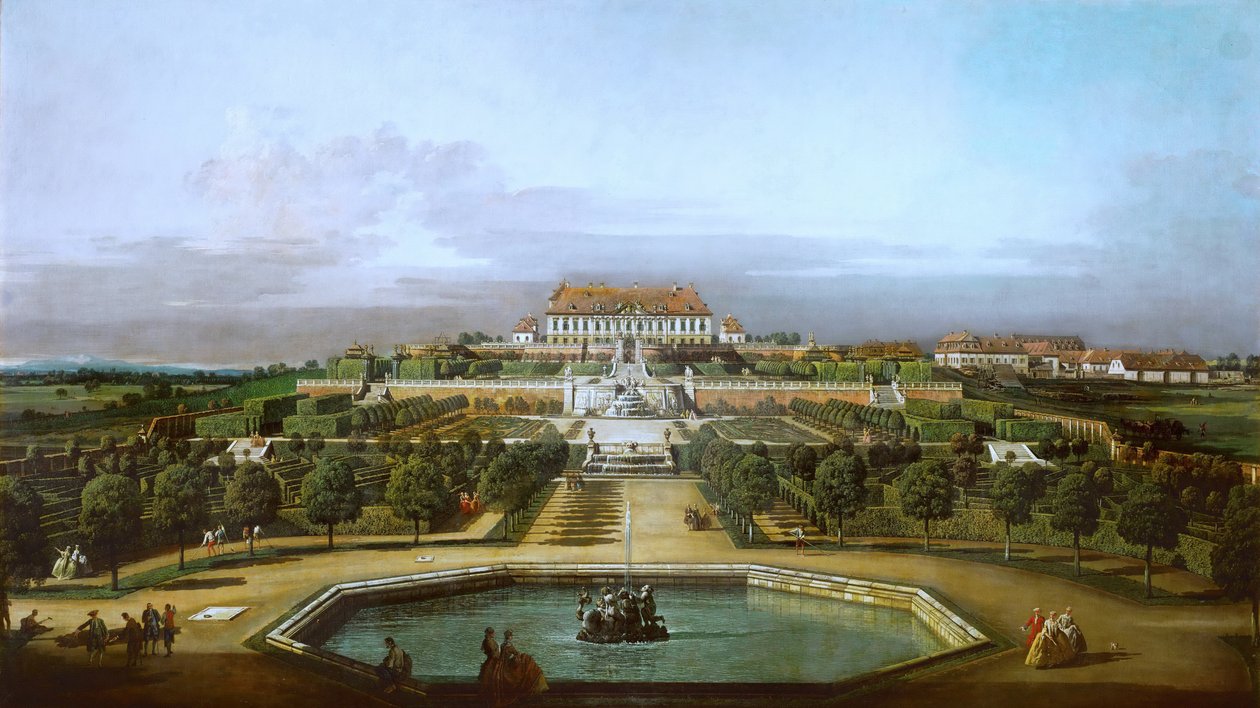 Das kaiserliche Lustschloss Schloss Hof, Gartenseite von Bernardo Bellotto