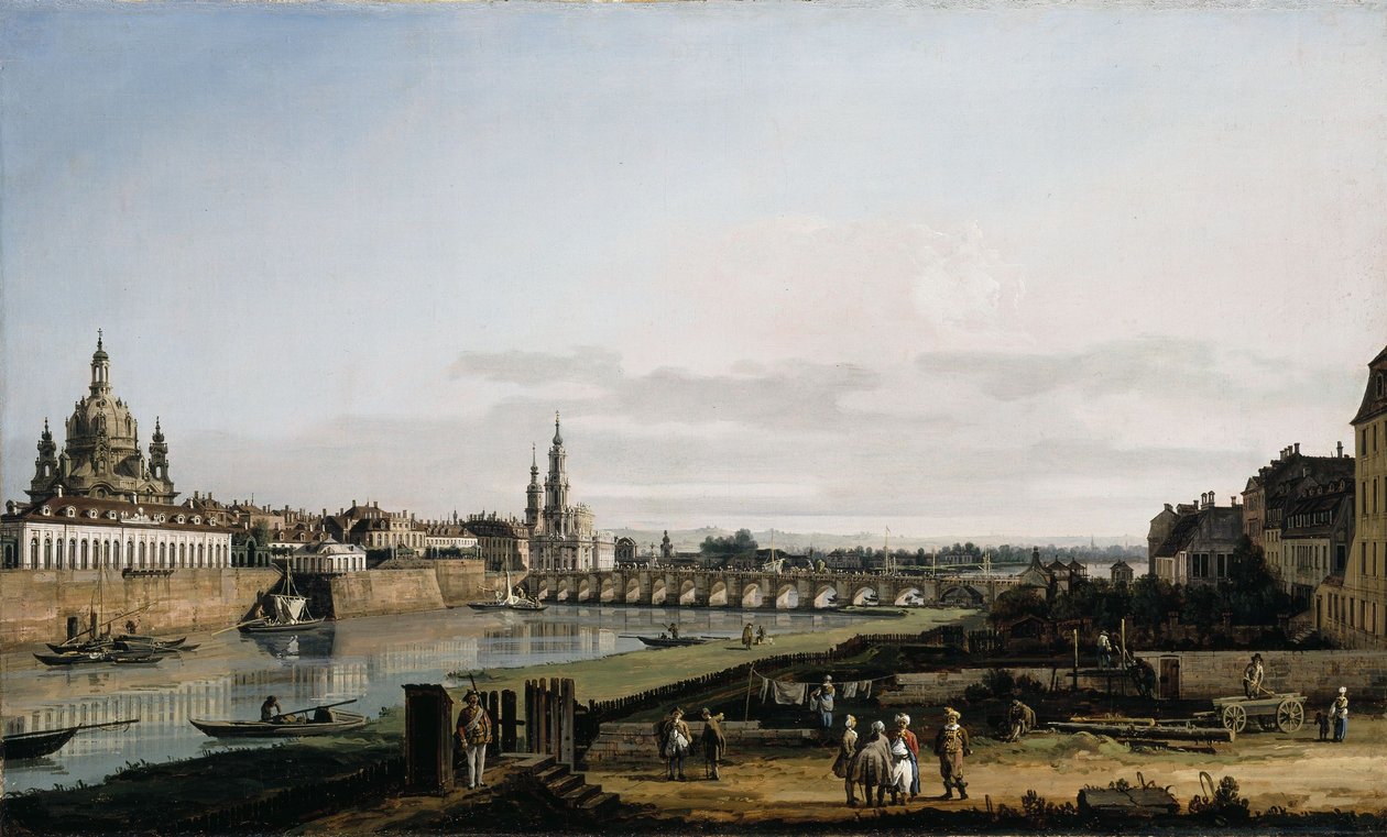 Dresden vom rechten Elbufer mit der Augustusbrücke von Bernardo Bellotto