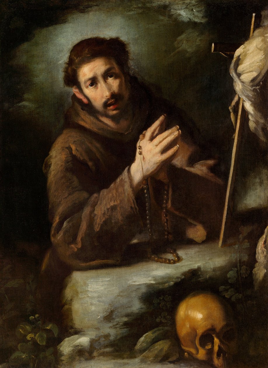 Der heilige Franziskus im Gebet, ca. 1620-1630 von Bernardo Strozzi