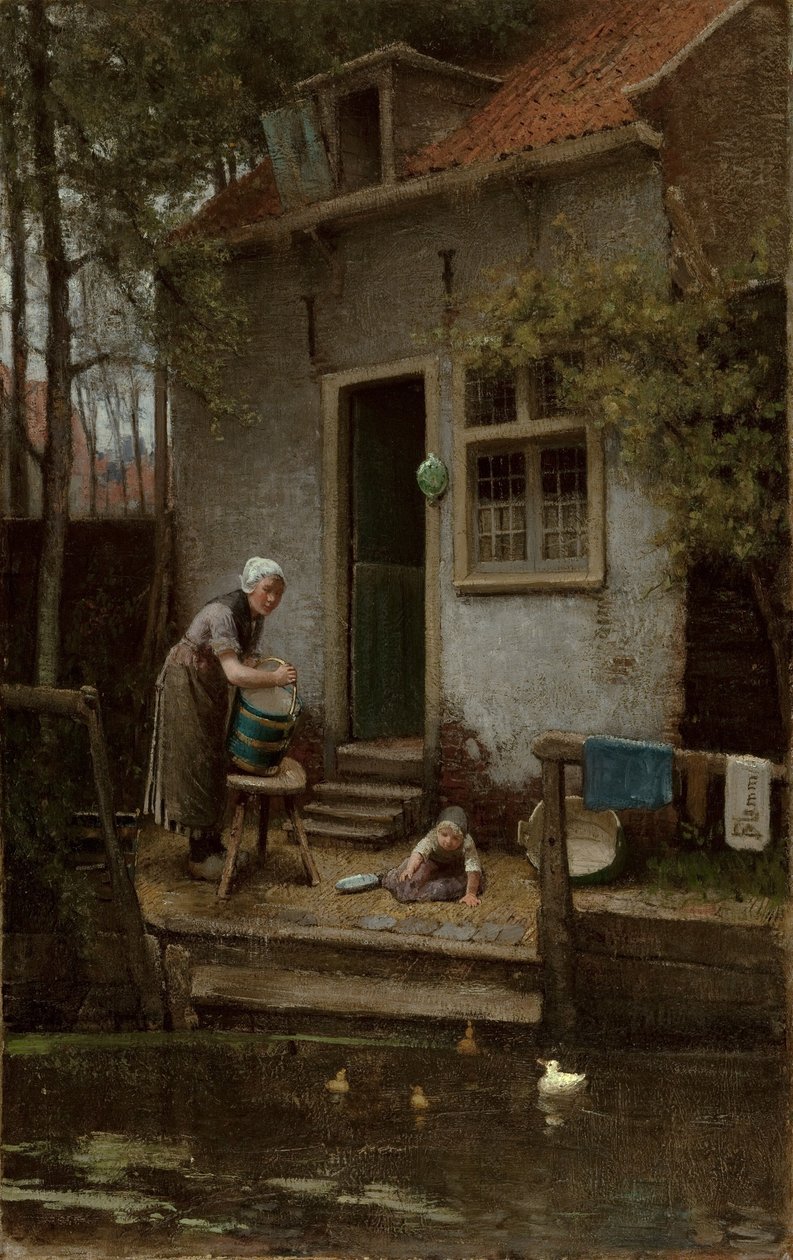 Enten füttern von Bernardus Johannes Blommers or Bloomers