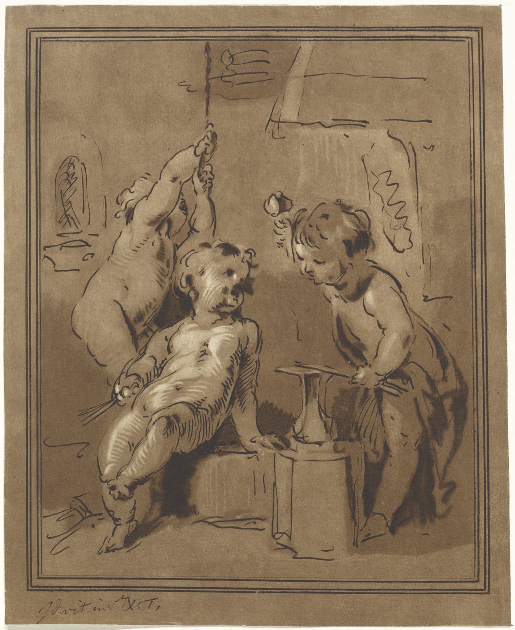 Drei Putti bei einem Amboss von Bernhard Schreuder