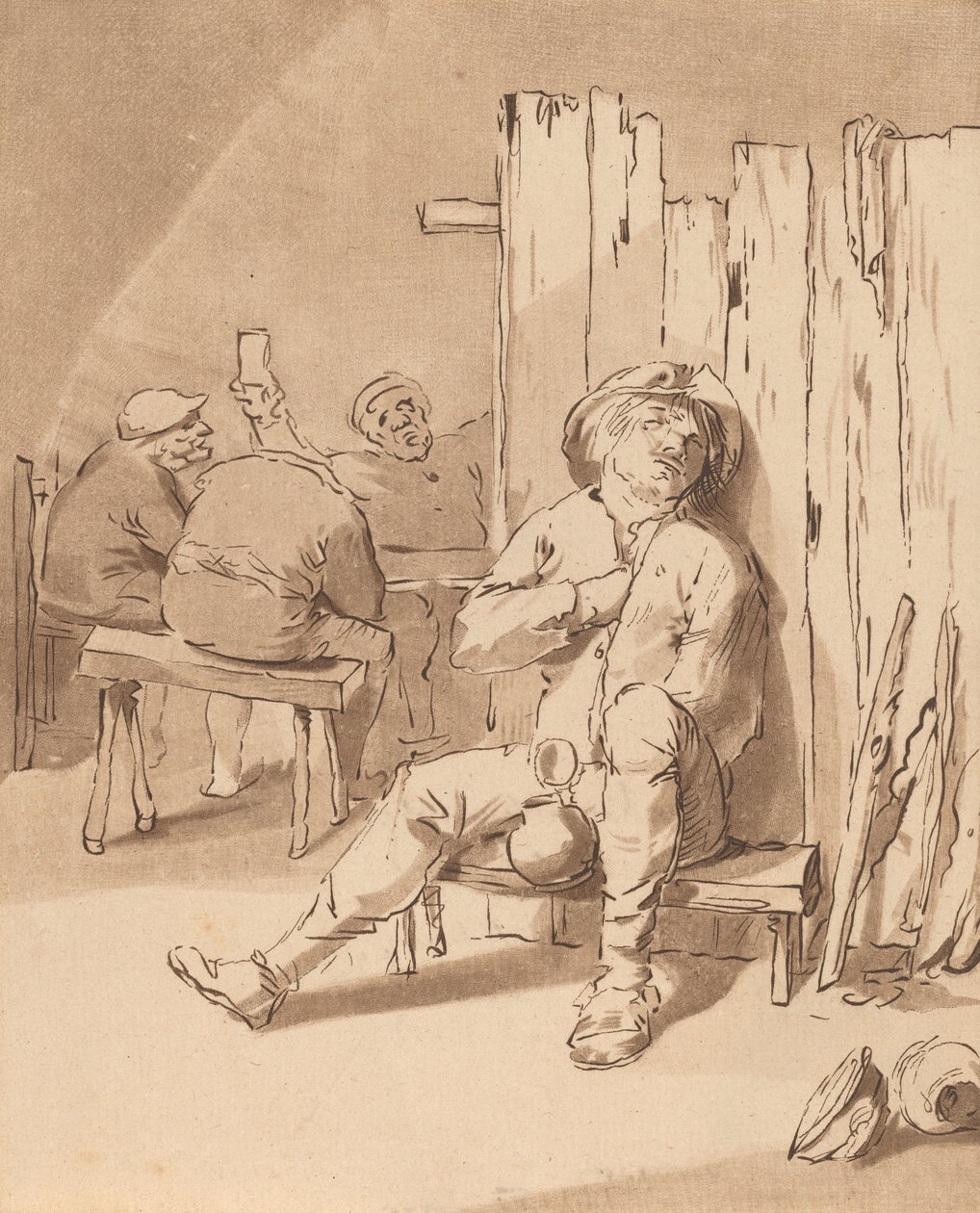 Betrunkener Bauer in einem Gasthaus von Bernhard Schreuder