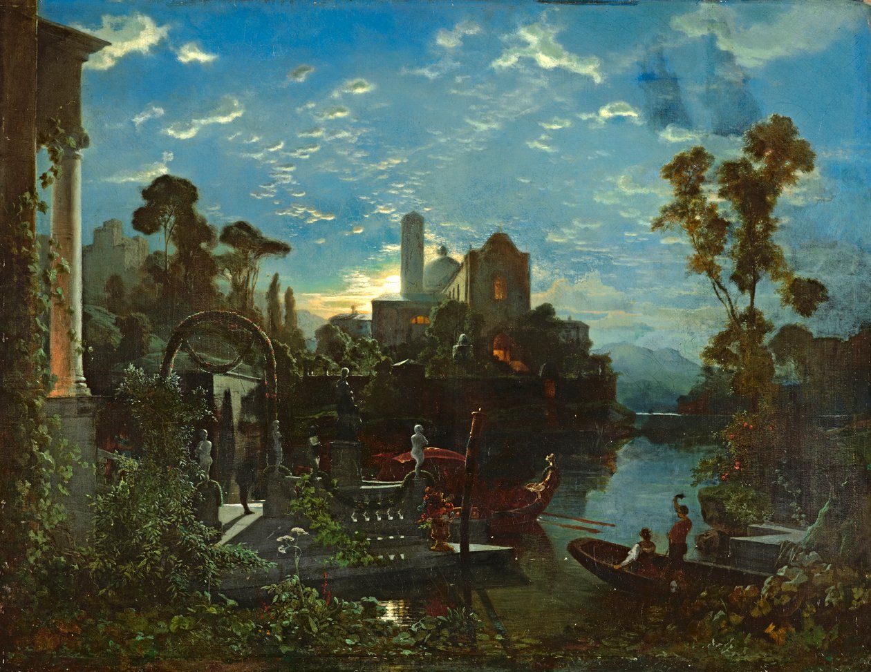 Oberitalienische Mondscheinlandschaft von Bernhard Stange
