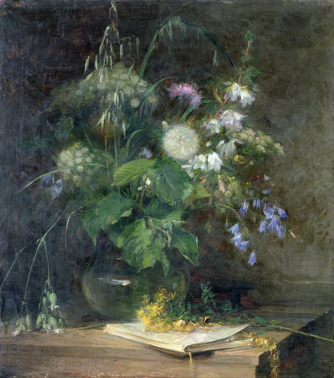 Wildblumen in einer Glasvase von Bertha Wegmann