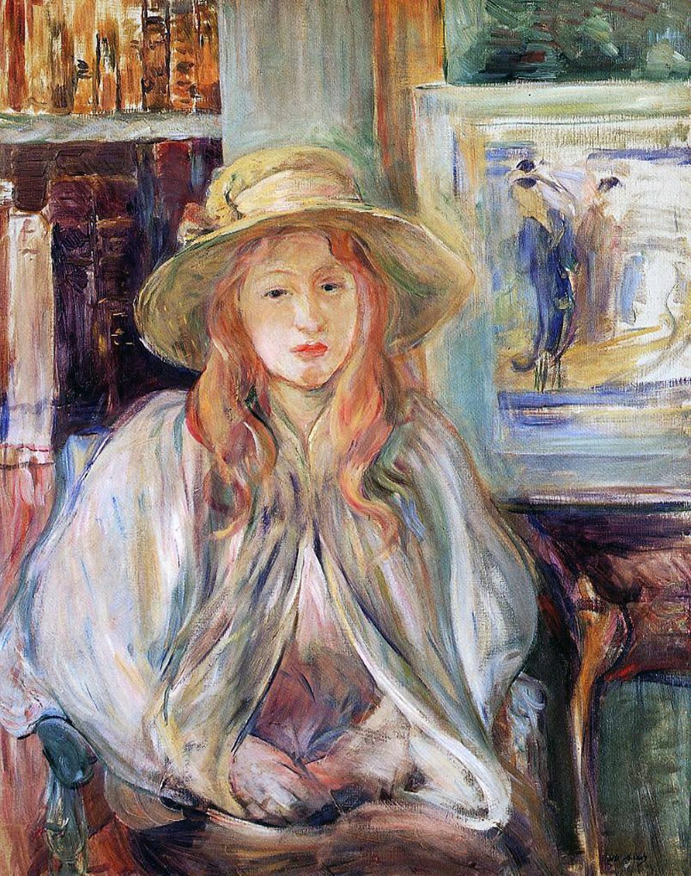 Julie Manet mit Strohhut, 1892 von Berthe Morisot