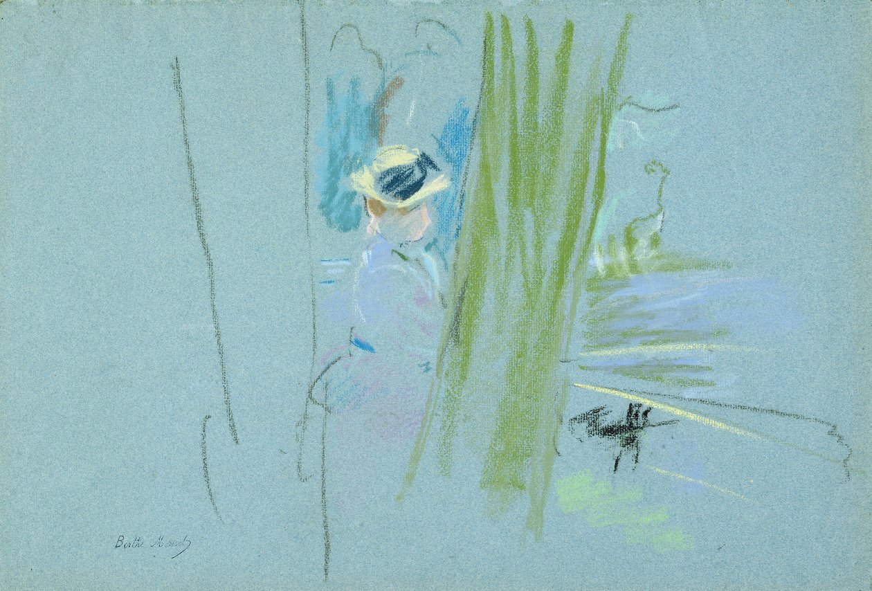 Frau angelt an einem See, 1885 von Berthe Morisot