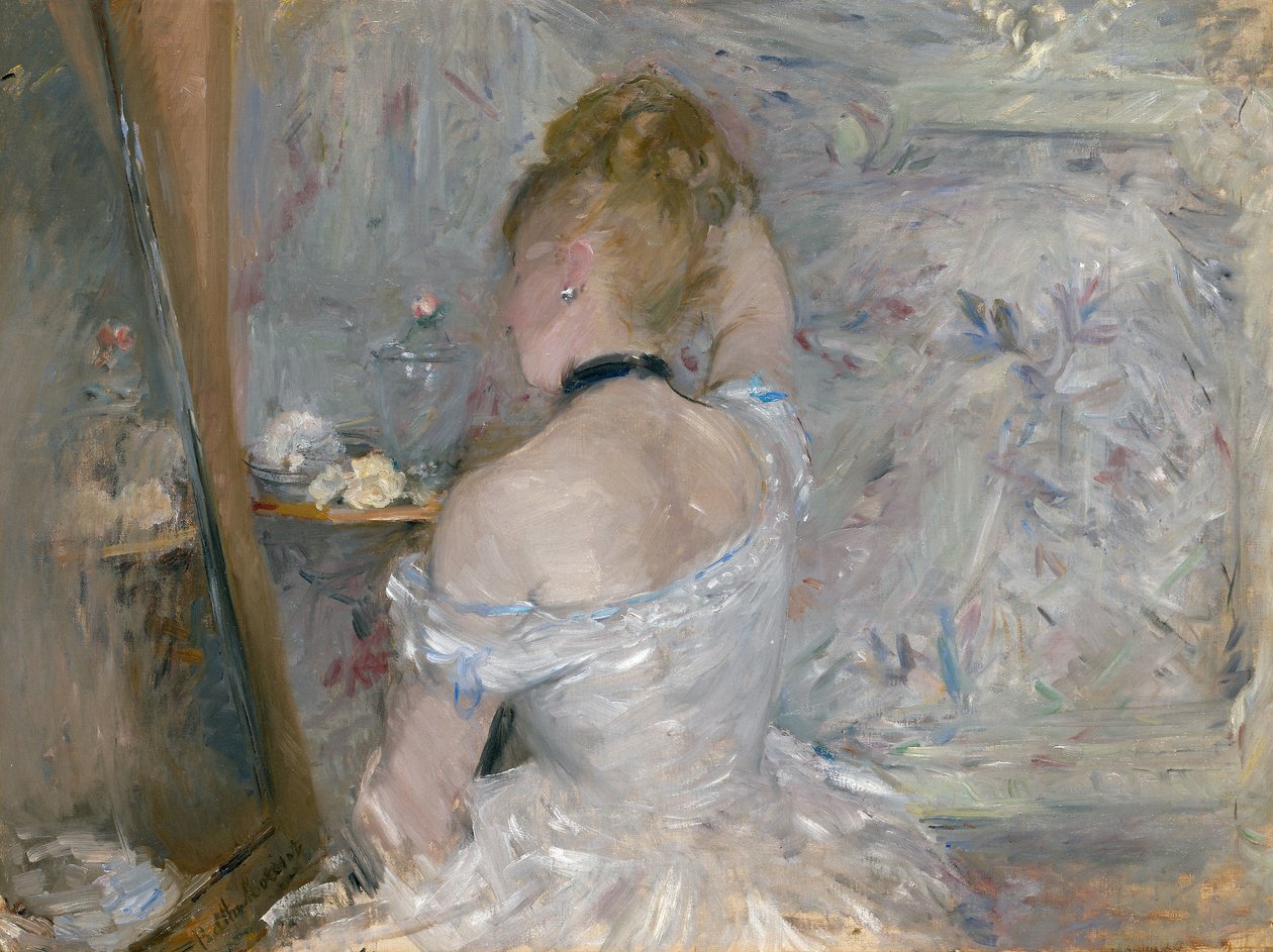 Junge Frau von hinten bei ihrer Toilette von Berthe Morisot