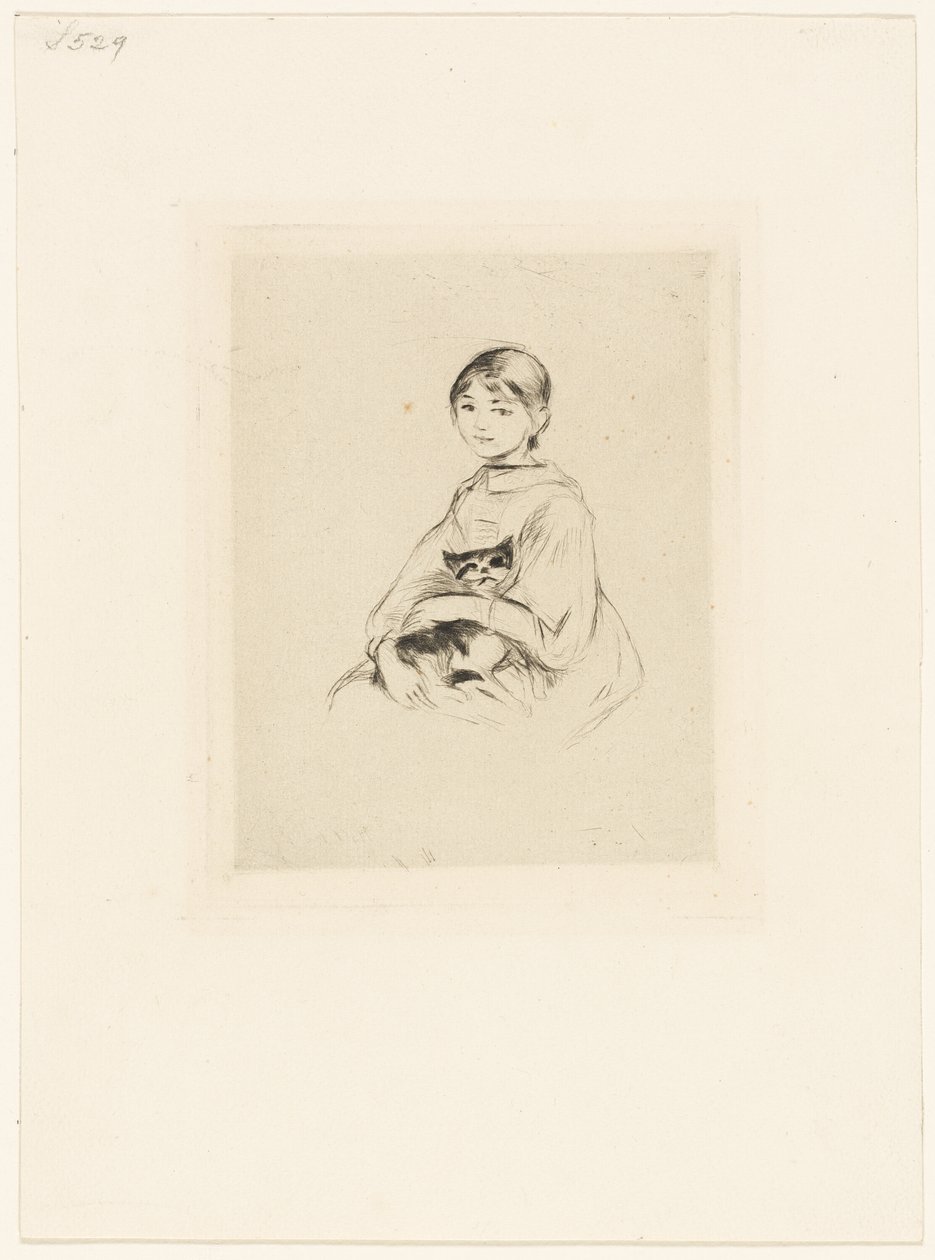 Junges Mädchen mit einer Katze von Berthe Morisot