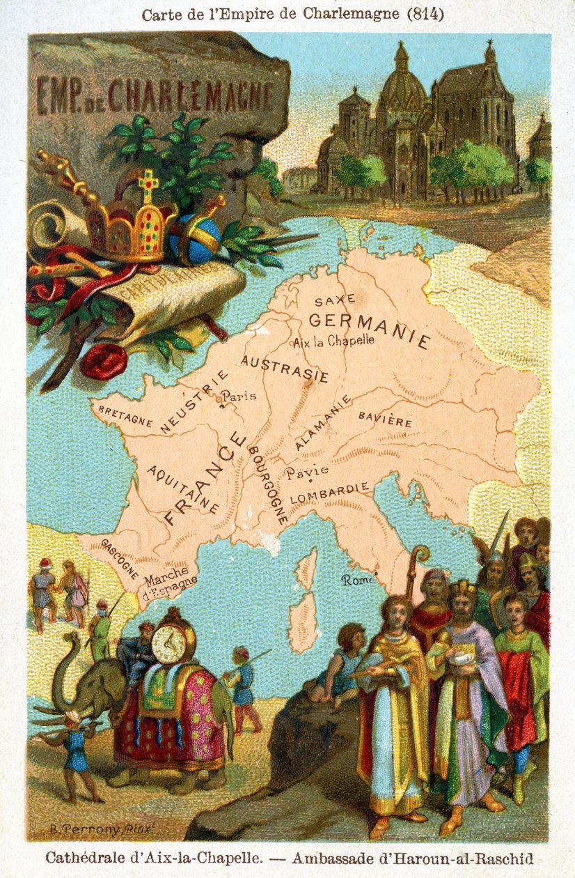 Karte des Reiches von Karl dem Großen, ca. 1890 von Bertrand Perrony