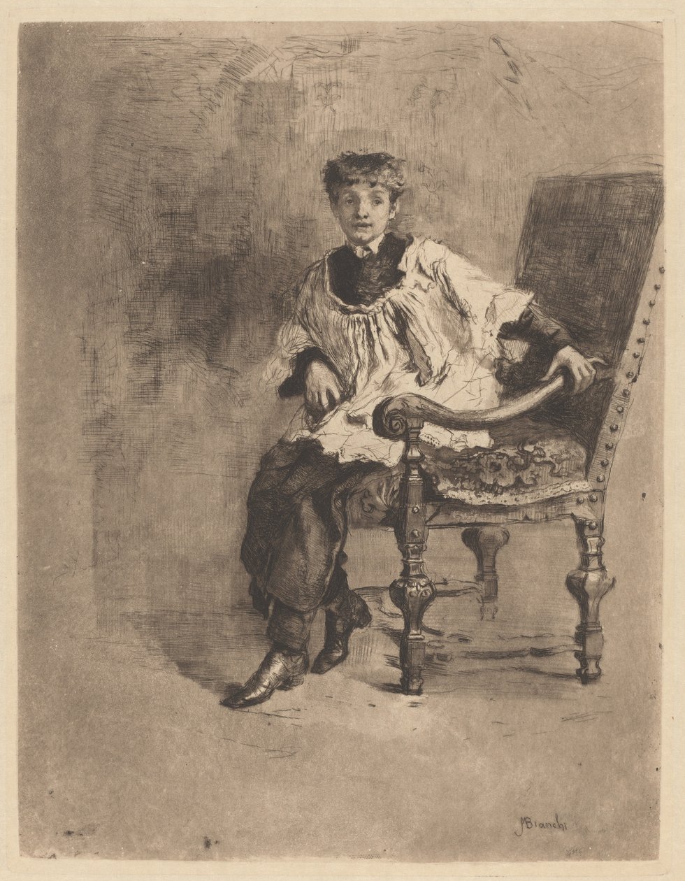 Sitzender Akolyth, um 1872 von Bianchi Mose