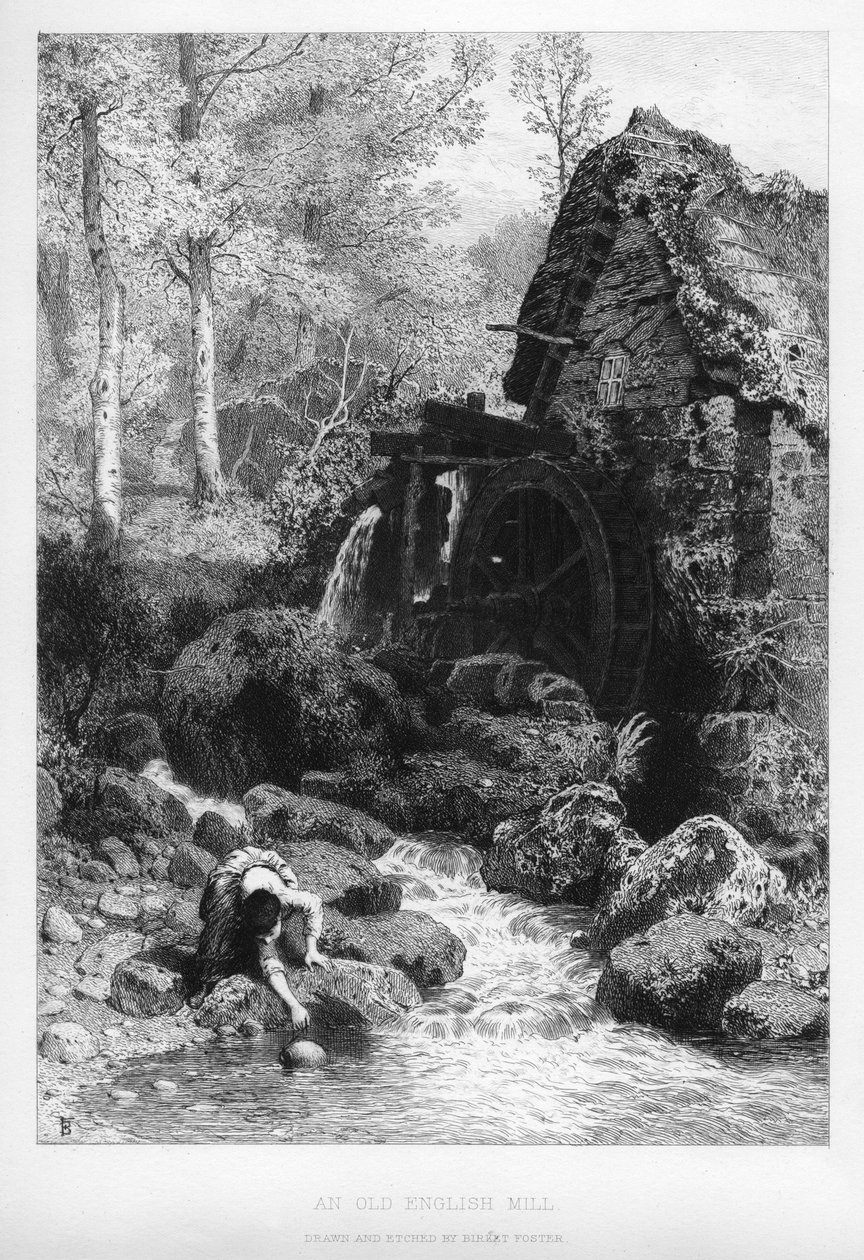 Eine alte englische Mühle, 19. Jahrhundert von Birket Foster