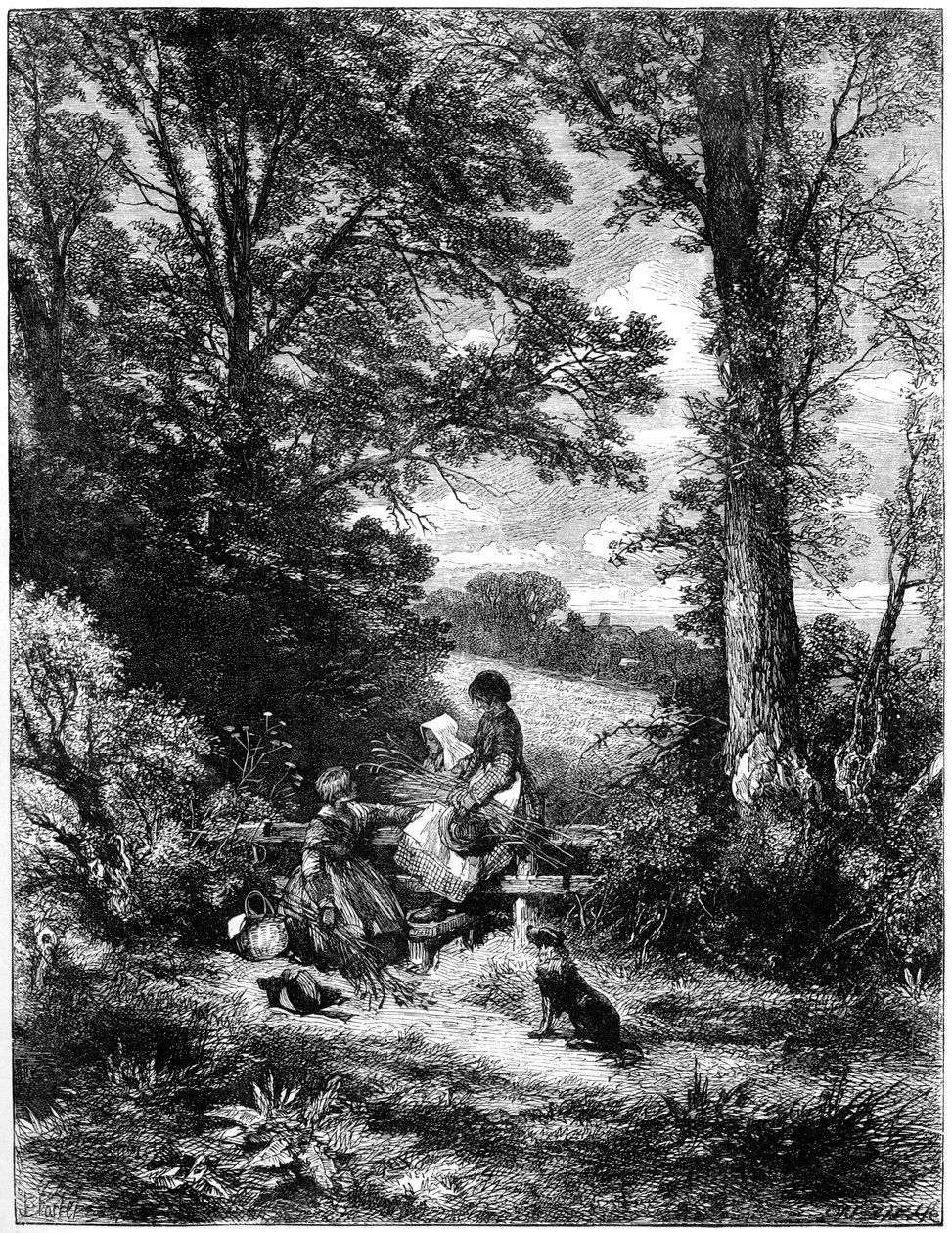 Die Ährenleser am Gatter, ca. 1930er von Birket Foster