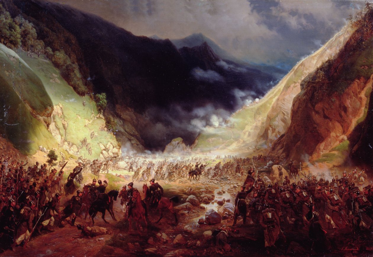 Schlacht im Rotenturm-Kanyon, 1871 von Bogdan Willewalde