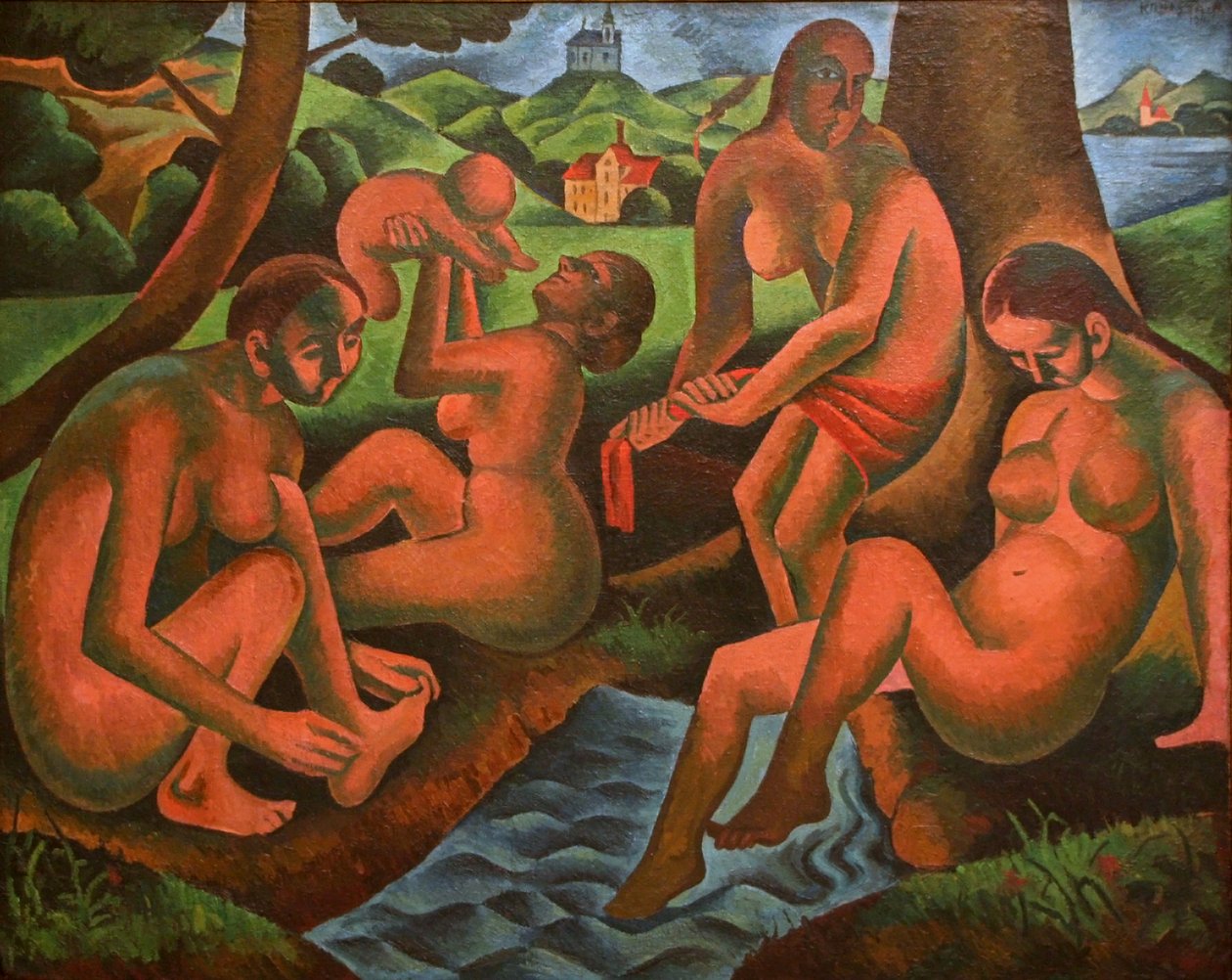 Frauen baden im Frühling von Bohumil Kubišta