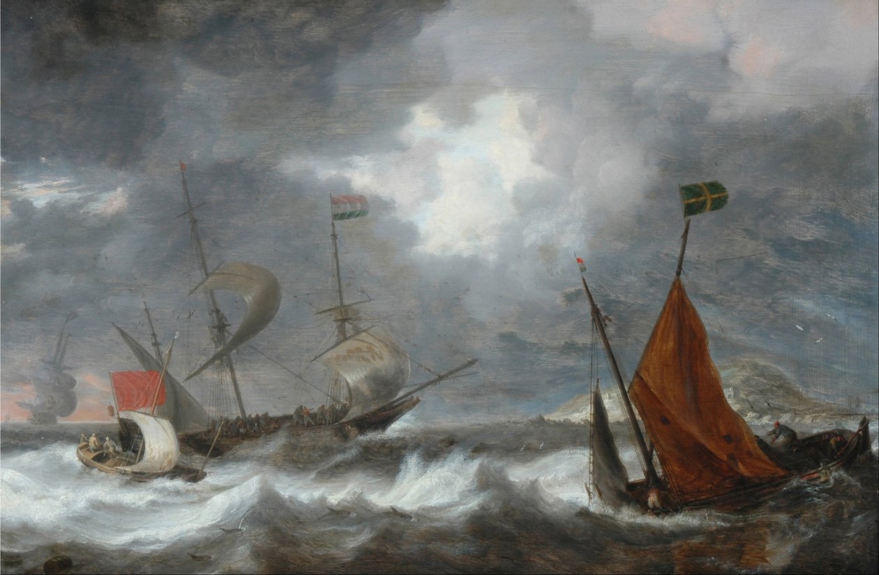 Seesturm mit Segelschiffen von Bonaventura I Peeters