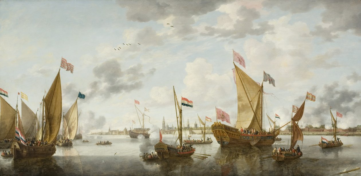 Schiffe auf der Schelde vor Antwerpen von Bonaventura Peeters