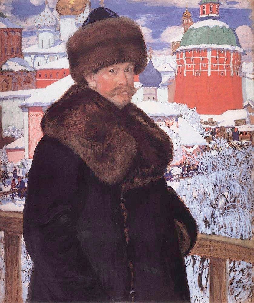 Selbstporträt von Boris Mikhailovich Kustodiev