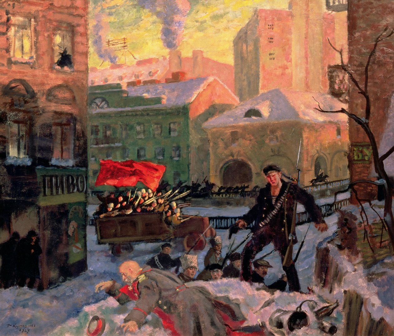 Oktober 1917 in Petrograd von Boris Mikhailovich Kustodiev