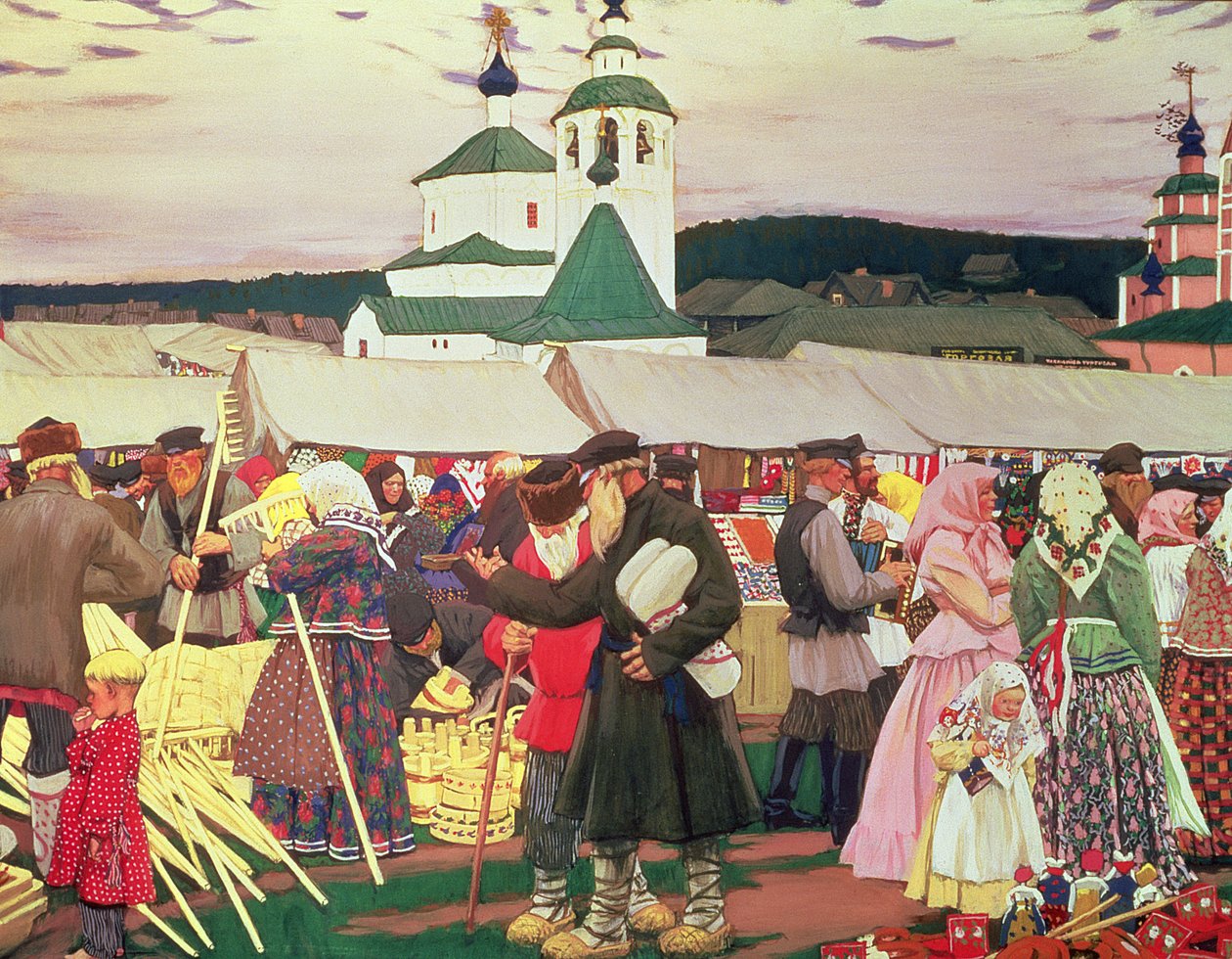 Der Jahrmarkt, 1906 von Boris Mikhailovich Kustodiev