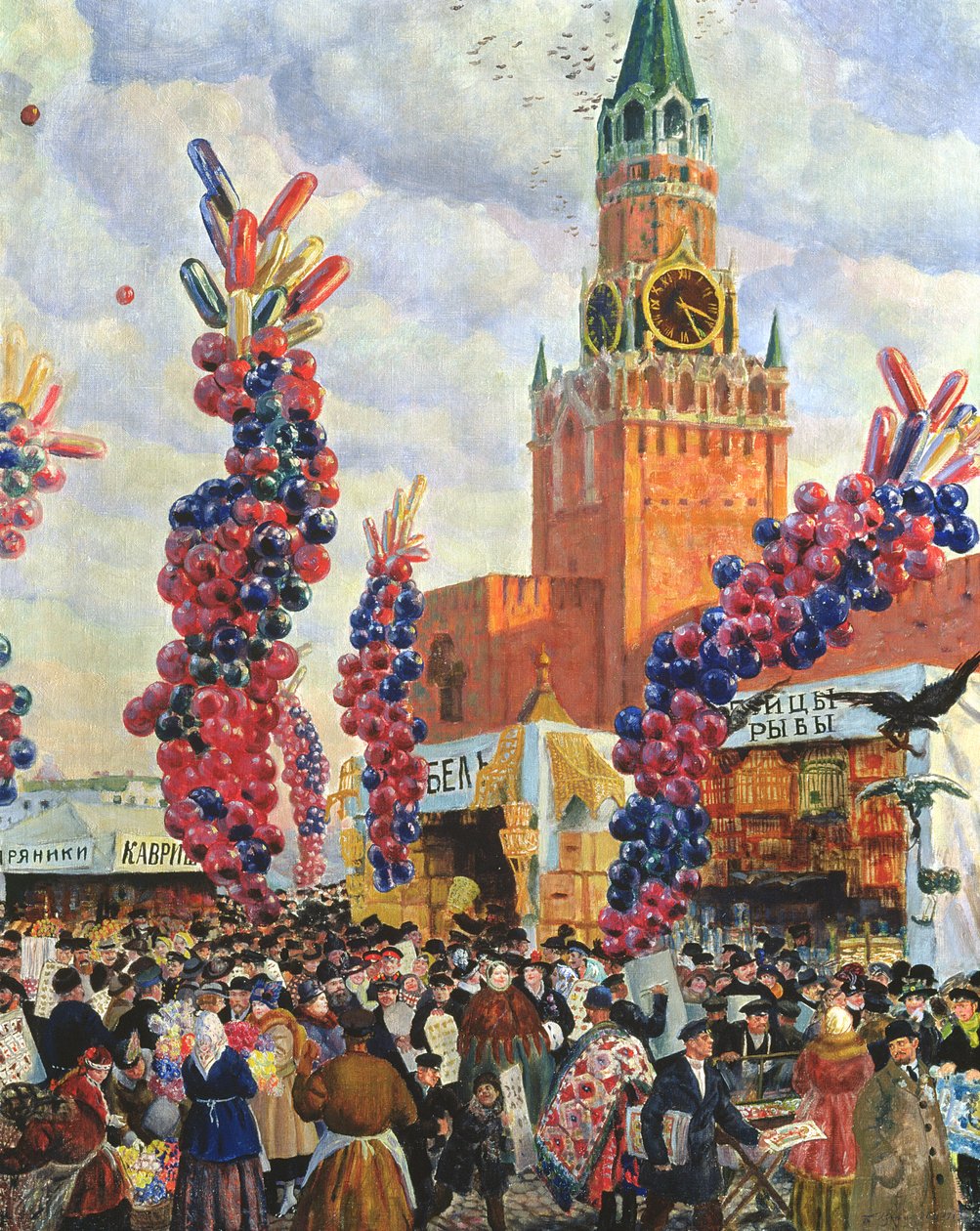 Ostermarkt am Moskauer Kreml, 1917 von Boris Mikhailovich Kustodiev