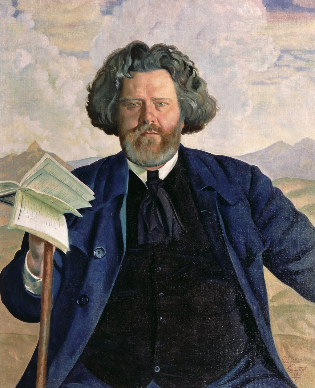 Porträt von Maximilian Voloshin (1877-1932) 1924 von Boris Mikhailovich Kustodiev
