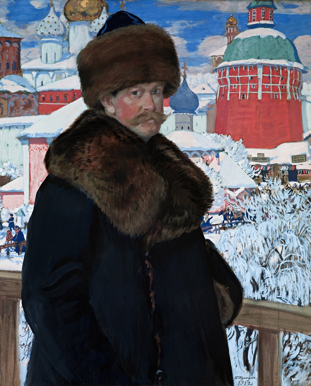 Selbstporträt, 1912 von Boris Mikhailovich Kustodiev